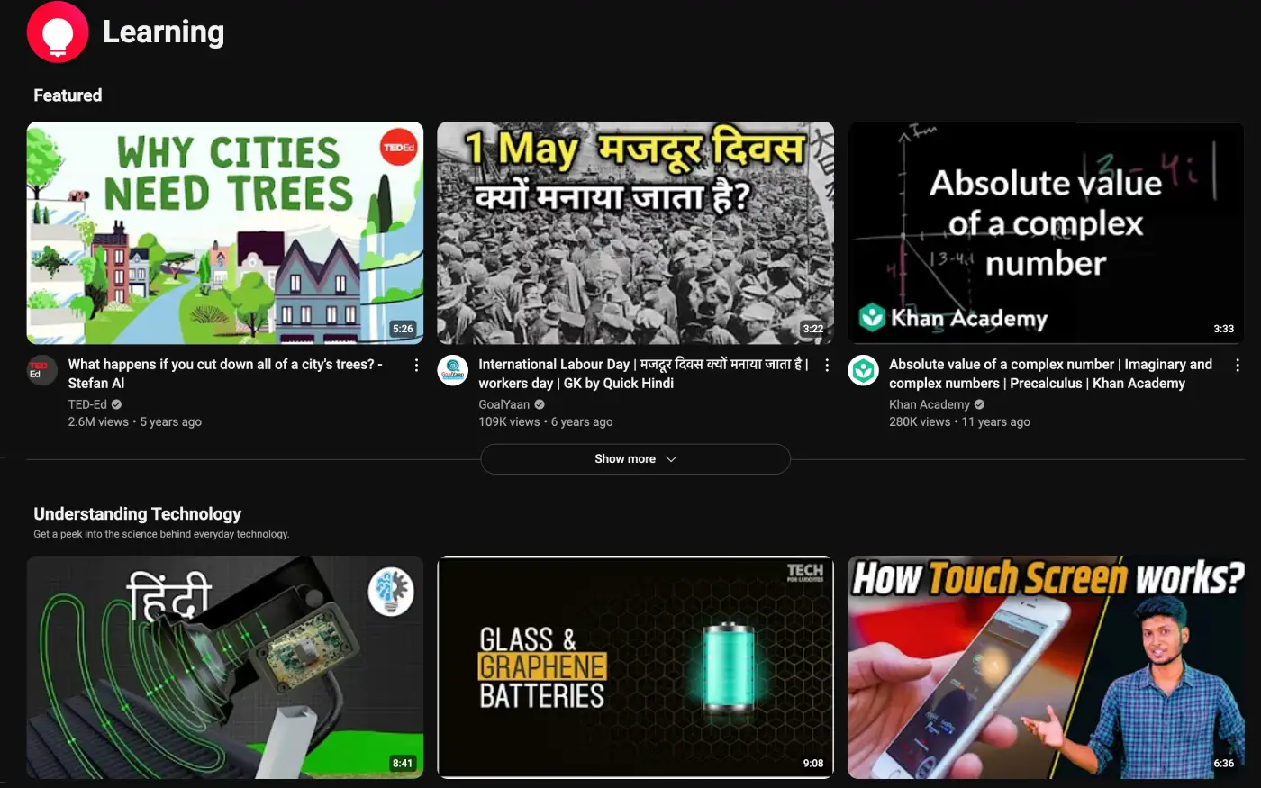 youtube-learning-page