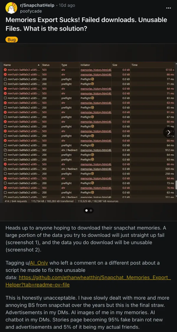 snapchat-export-failed-complaint