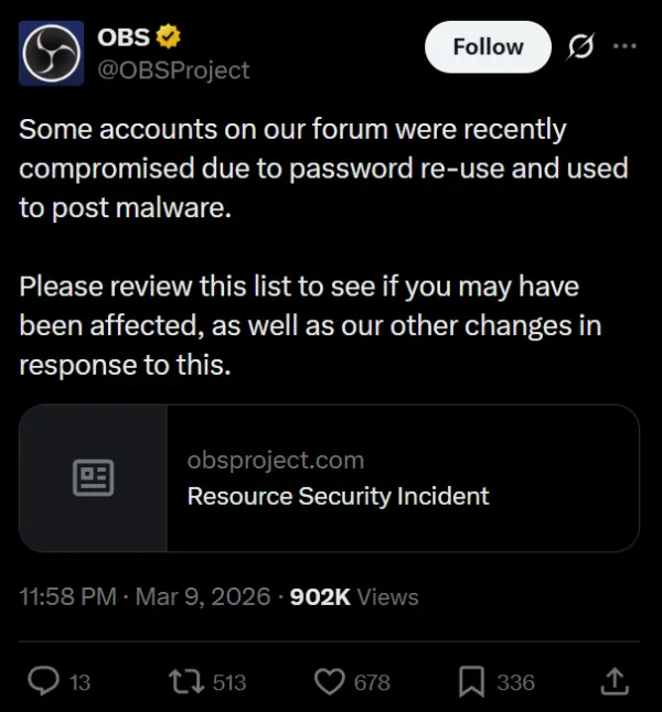 obs-studio-malware-hack-post-x